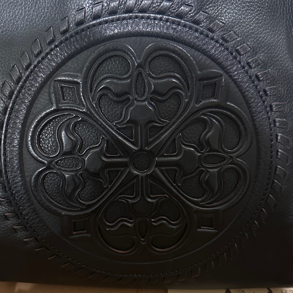 Brighton Black leather Ferrara Crossbody Bag embossed purse - Picture 6 of 8